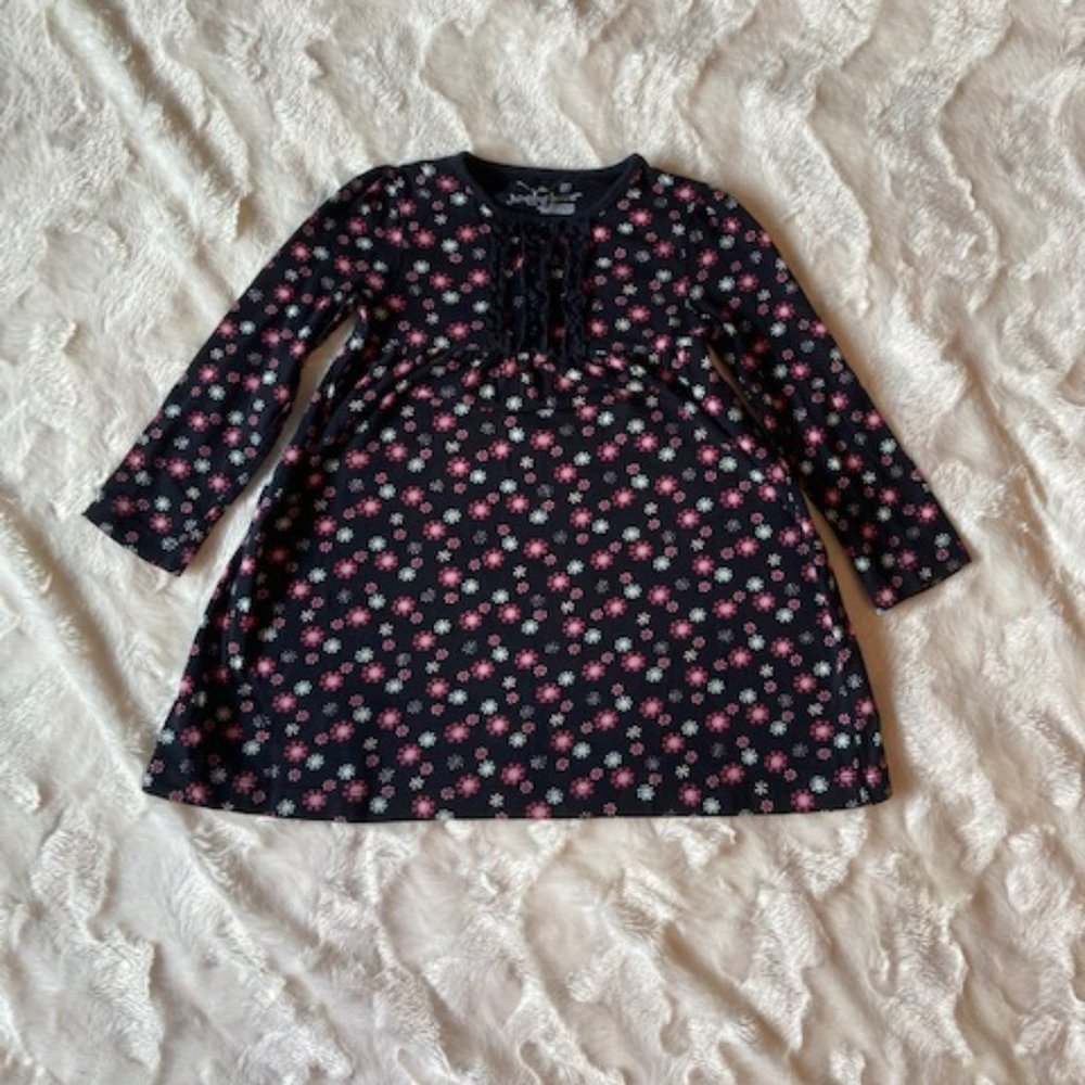 $10 ADD ON Jumping Beans Girls Black Floral Unlined Dress Size 3T Long Sleeve